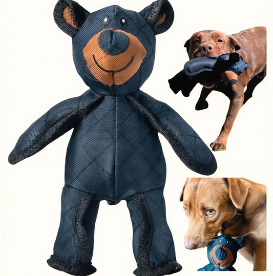 Durable Plush Bear Dog Toy with Squeaker