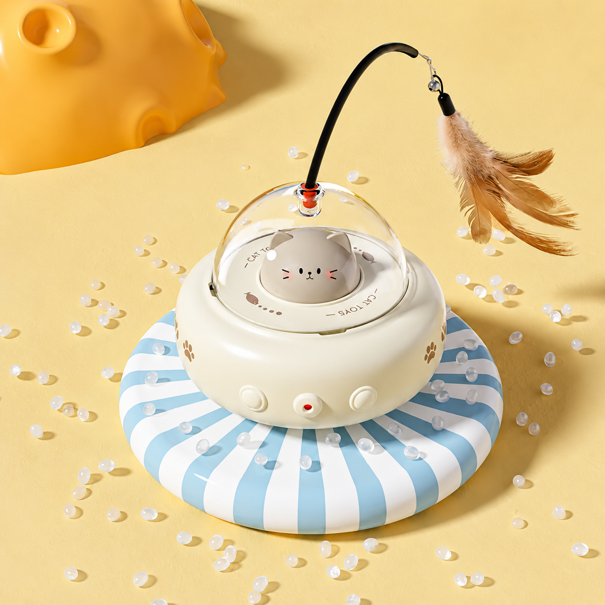 Automatic Interactive Feather Cat Teaser Toy with Bell