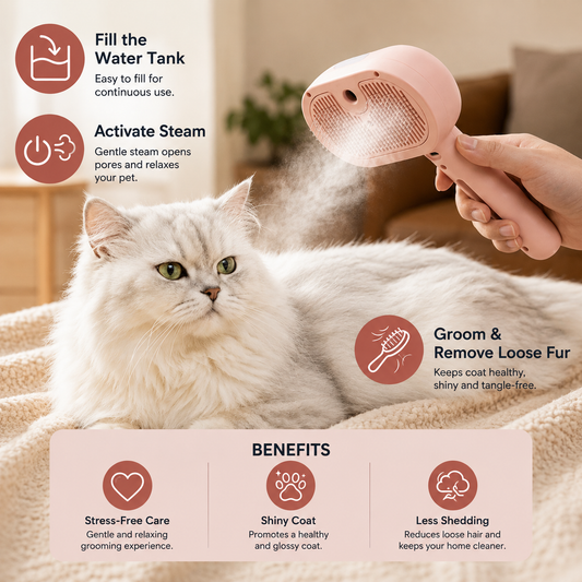 3-in-1 Mist Grooming Brush for Dogs & Cats