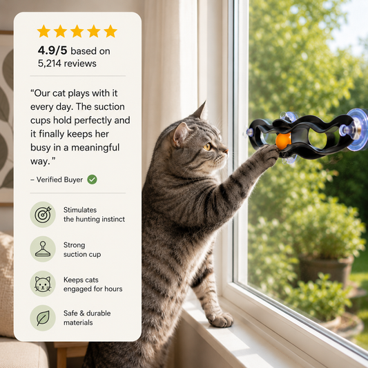 Interactive Suction Cup Cat Toy with Ball Track