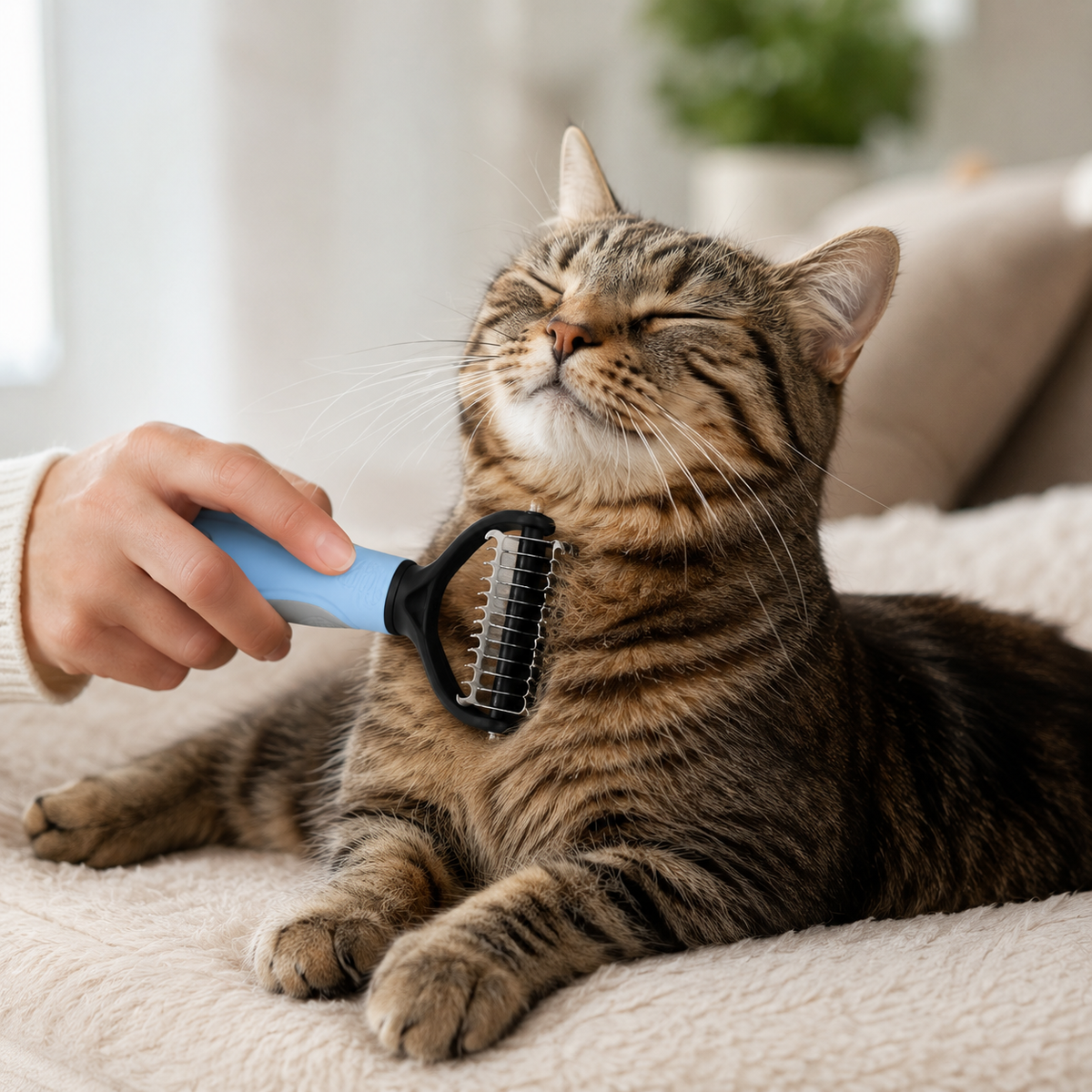 2-in-1 Double-Sided Dematting & Undercoat Rake for Dogs & Cats