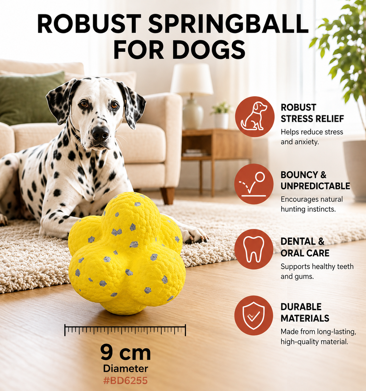 Interactive Natural Rubber Dog Ball with Bell