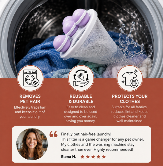 Washing Machine Pet Hair Catcher – Reusable Laundry Filter Bag for Pet Hair & Lint
