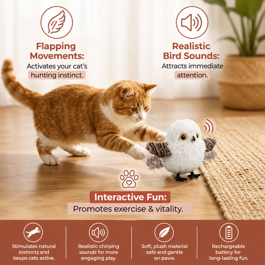 Interactive Flapping Bird Cat Toy with Chirping Sound