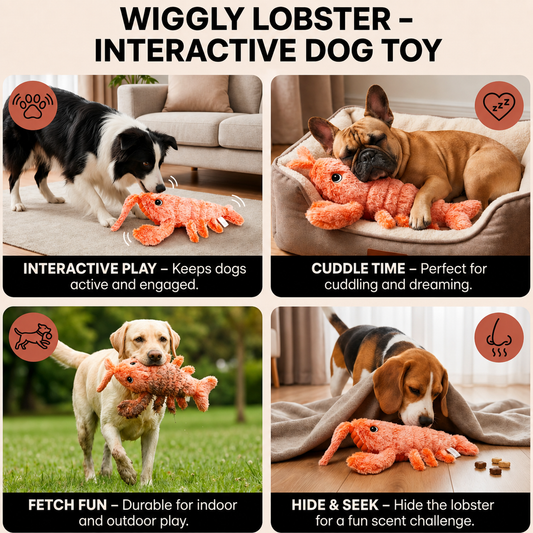 Interactive Wiggling Lobster Dog Toy with Motion Activation