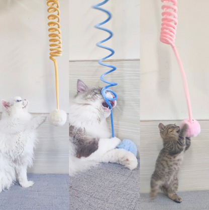 Interactive Bouncing Spring Cat Toy with Plush Ball