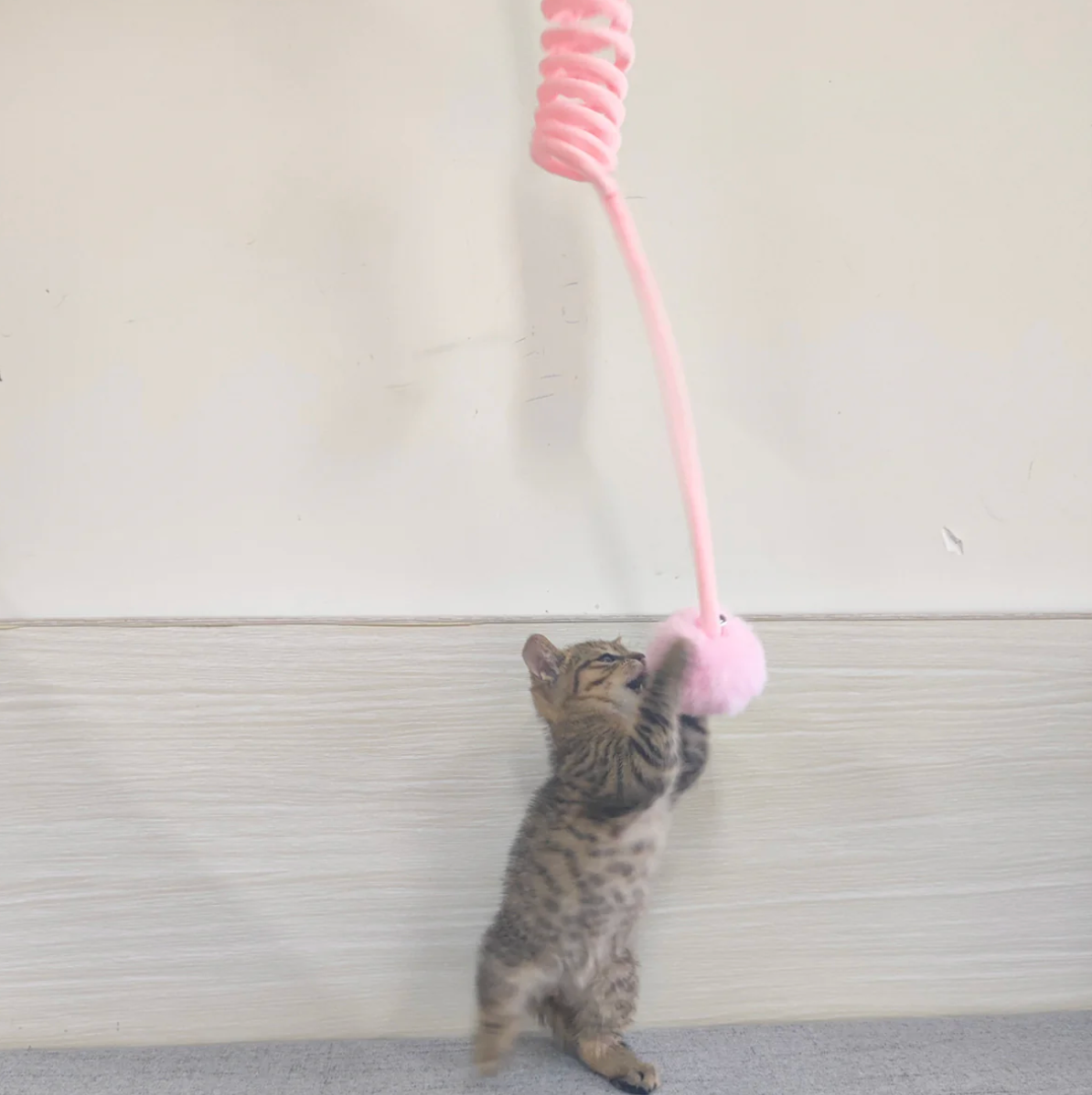 Interactive Bouncing Spring Cat Toy with Plush Ball