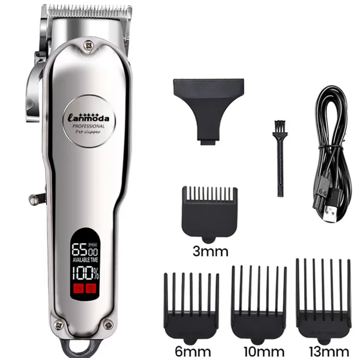 Professional Cordless Pet Hair Clippers with LED Display