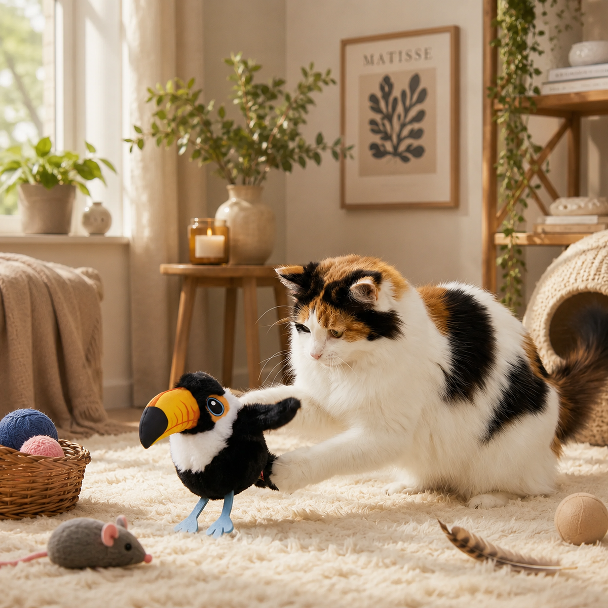 Interactive Flapping Bird Cat Toy with Chirping Sound