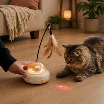 Automatic Interactive Feather Cat Teaser Toy with Bell