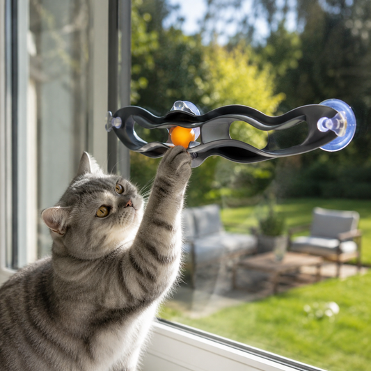 Interactive Suction Cup Cat Toy with Ball Track