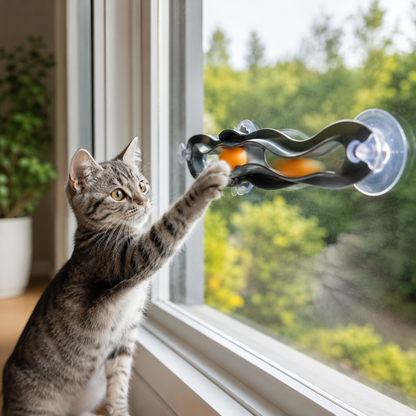 Interactive Suction Cup Cat Toy with Ball Track