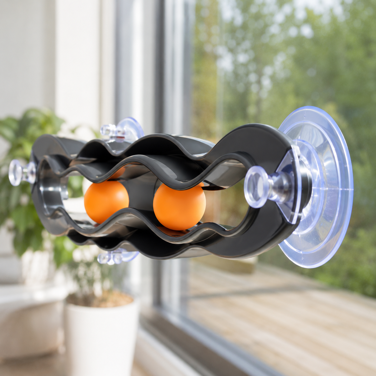 Interactive Suction Cup Cat Toy with Ball Track