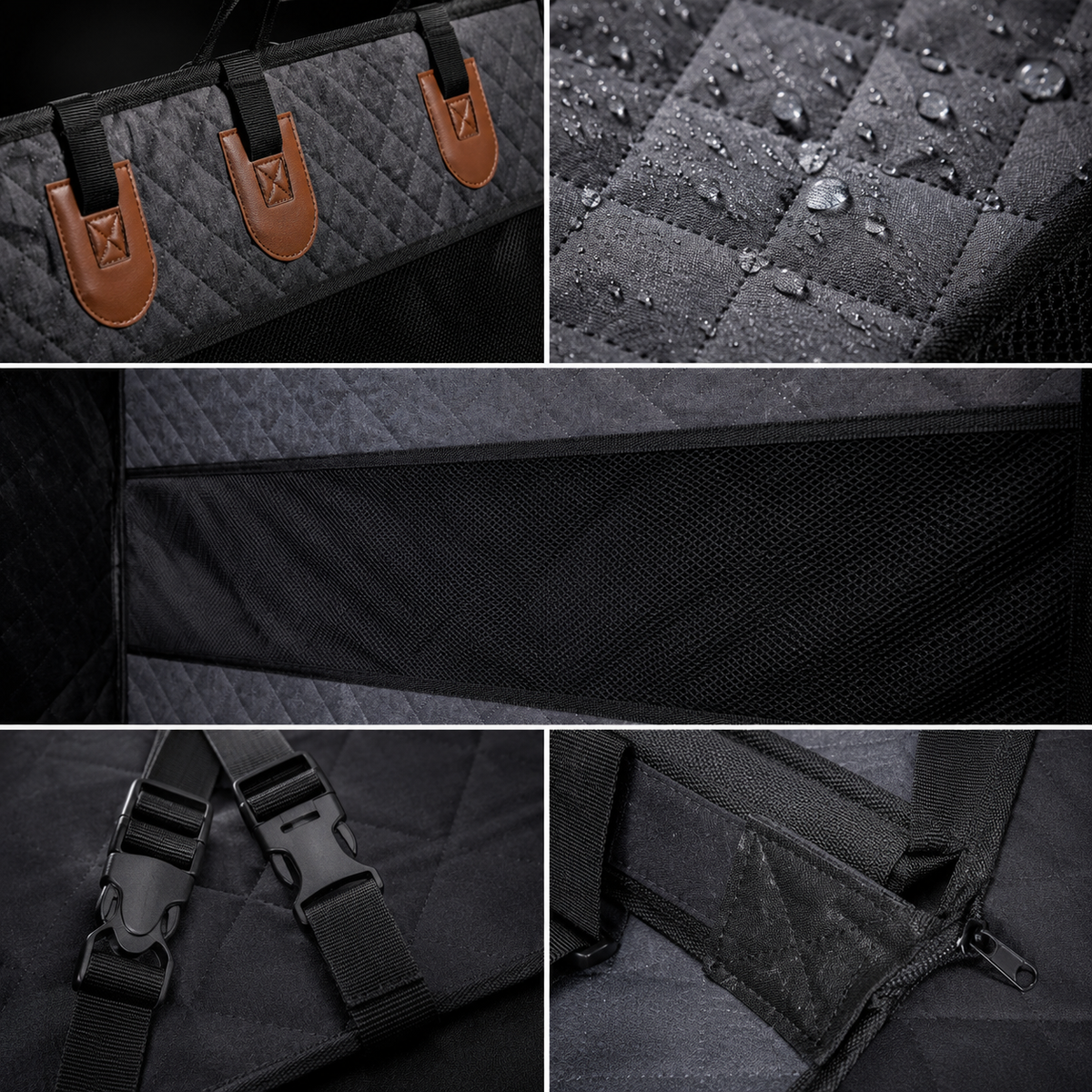 Waterproof Dog Car Back Seat Cover with Hard Bottom & Mesh Window