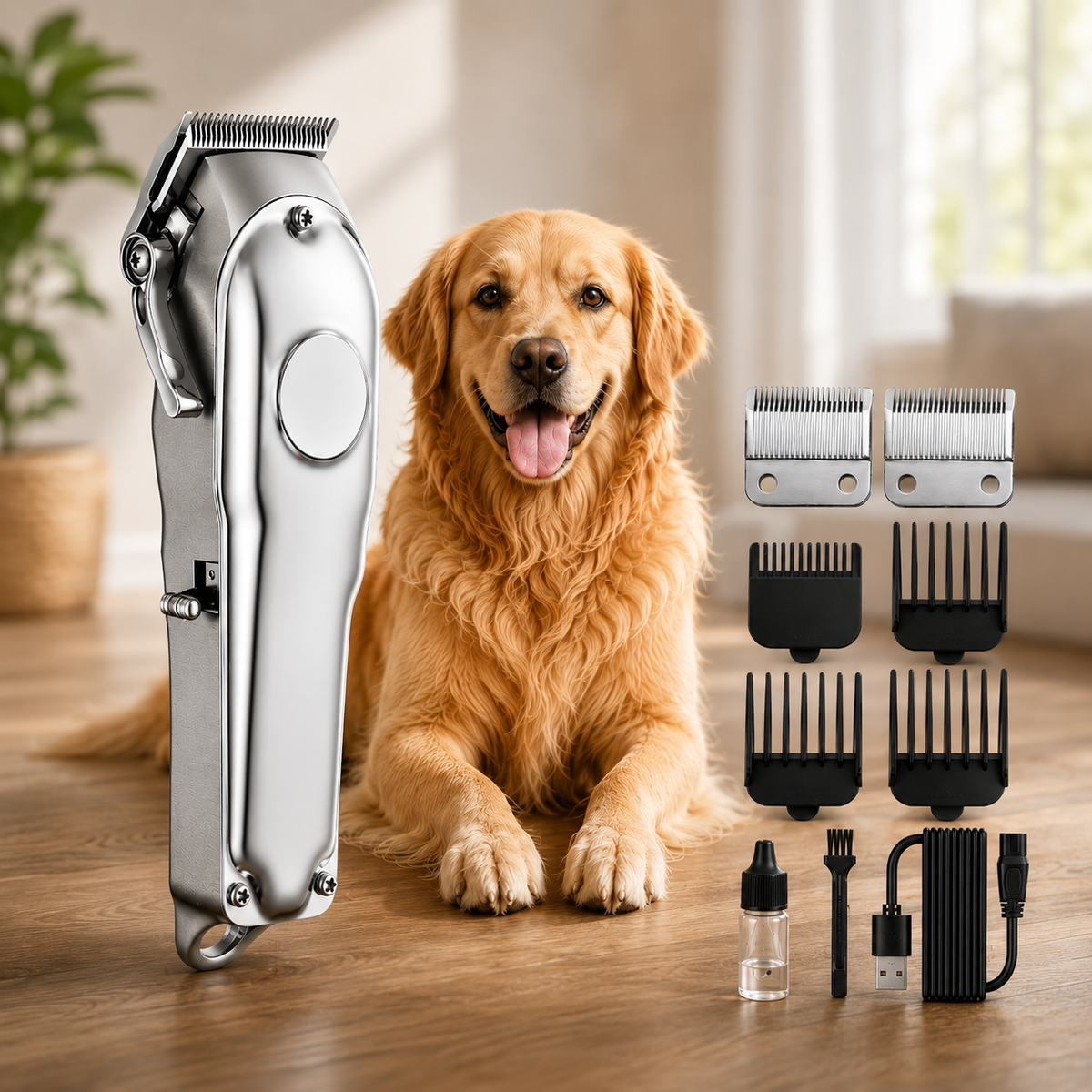 Professional Cordless Pet Hair Clippers with LED Display