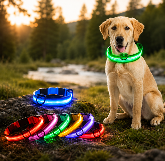 Rechargeable LED Dog Collar with Reflective Strips