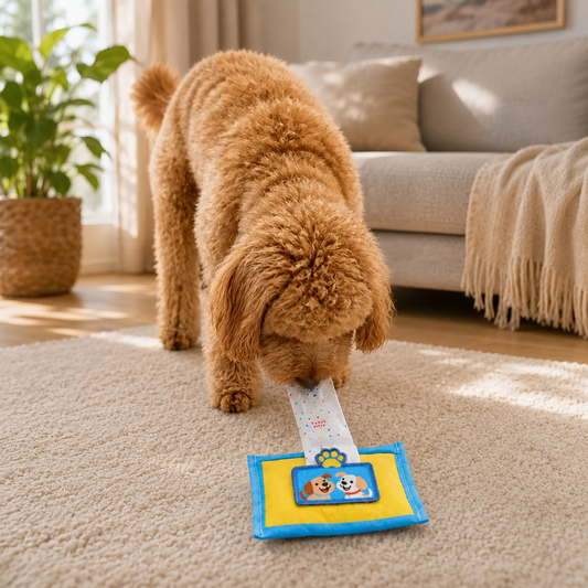Interactive Denim Snuffle Dog Toy with Squeaker