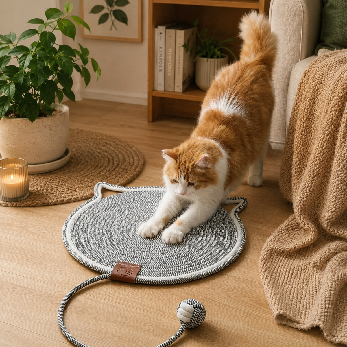 Sisal Cat Scratching Mat with Padded Lounging Area
