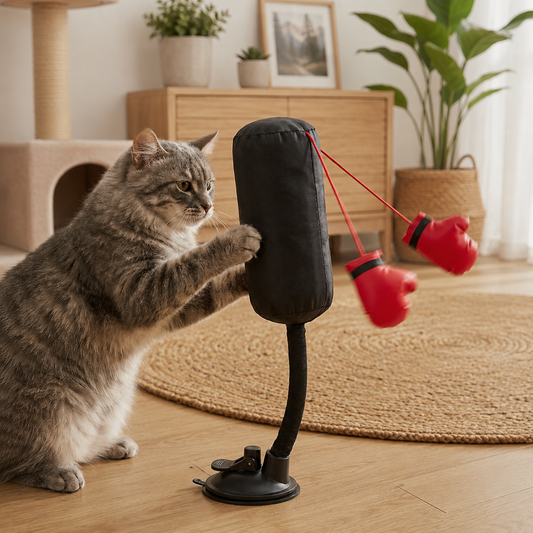 Interactive Suction Cup Punching Cat Toy with Spring-Back Action