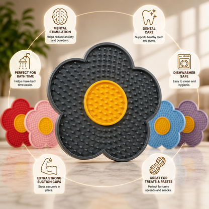 Sunflower Silicone Lick Mat with Suction Cups for Dogs & Cats