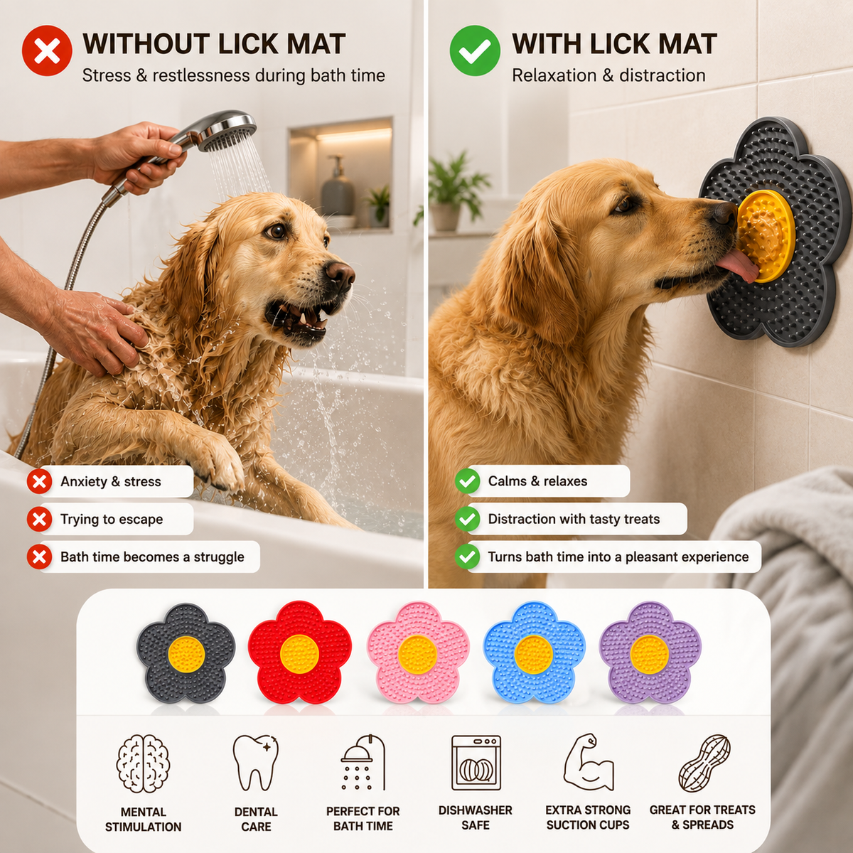 Sunflower Silicone Lick Mat with Suction Cups for Dogs & Cats