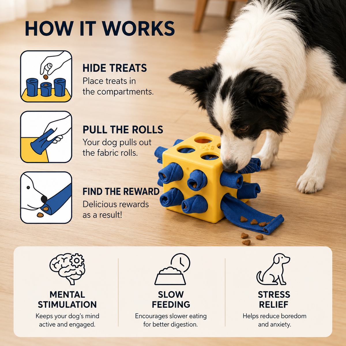 Interactive Dog Puzzle Toy with Hidden Treat Compartments