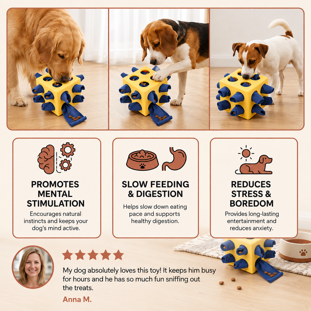 Interactive Dog Puzzle Toy with Hidden Treat Compartments