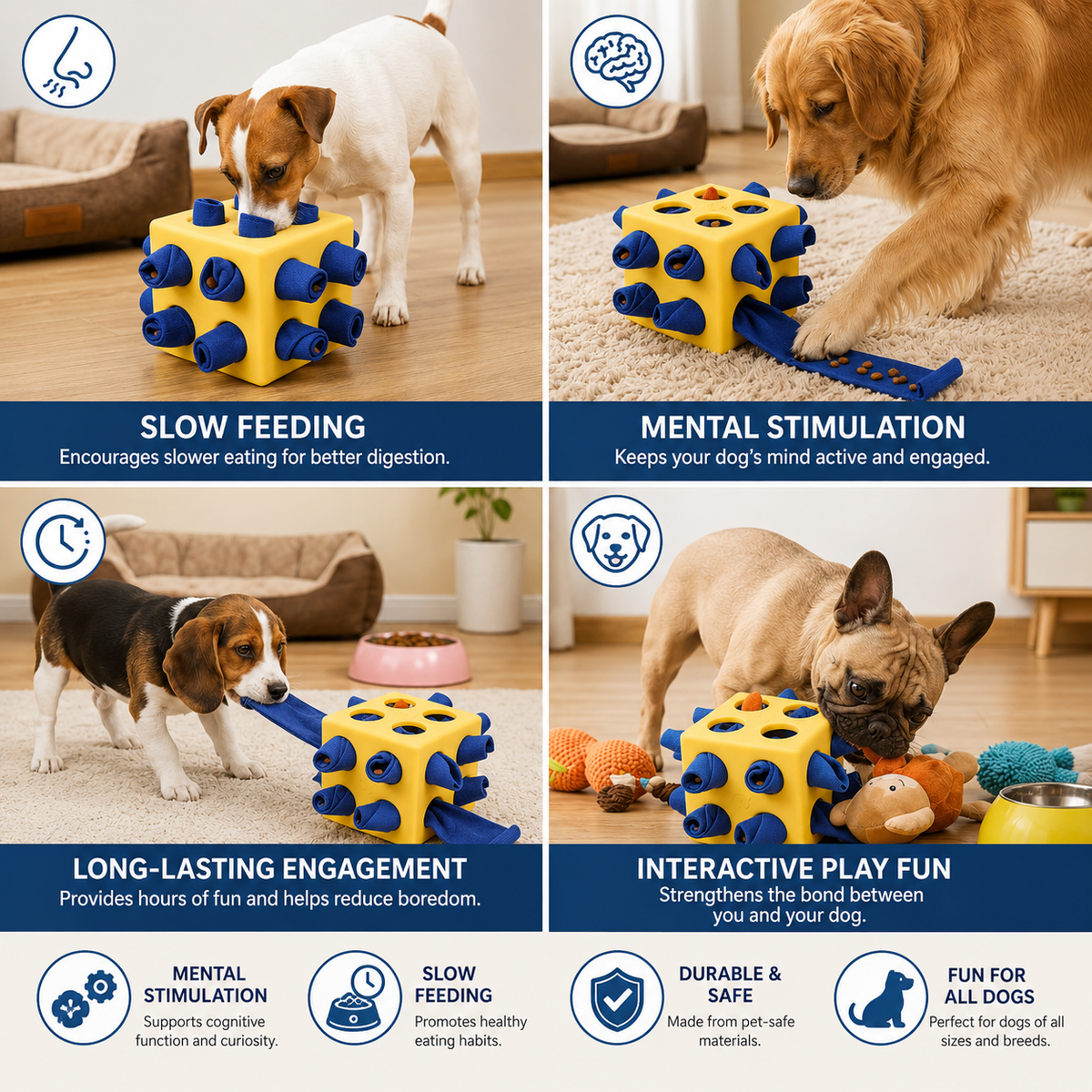 Interactive Dog Puzzle Toy with Hidden Treat Compartments