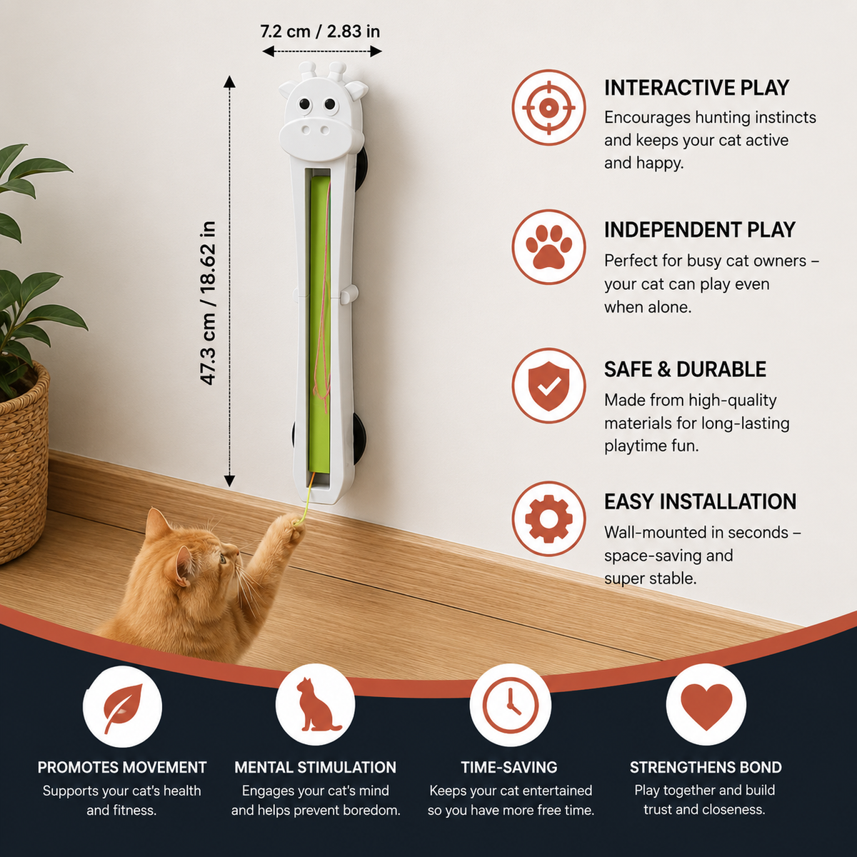 Interactive Automatic Giraffe Cat Teaser Toy