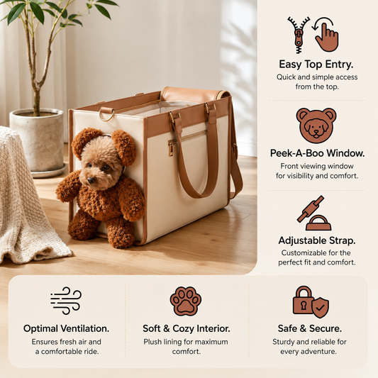 Teddy Plush Pet Carrier Shoulder Bag for Dogs & Cats