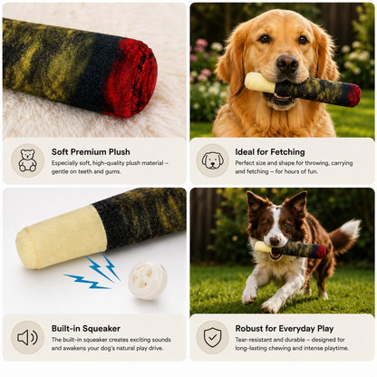 Plush Cigar Dog Toy with Squeaker