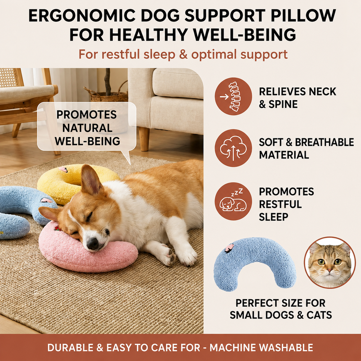 Fluffy Moon-Shaped Sleeping Cushion for Dogs & Cats