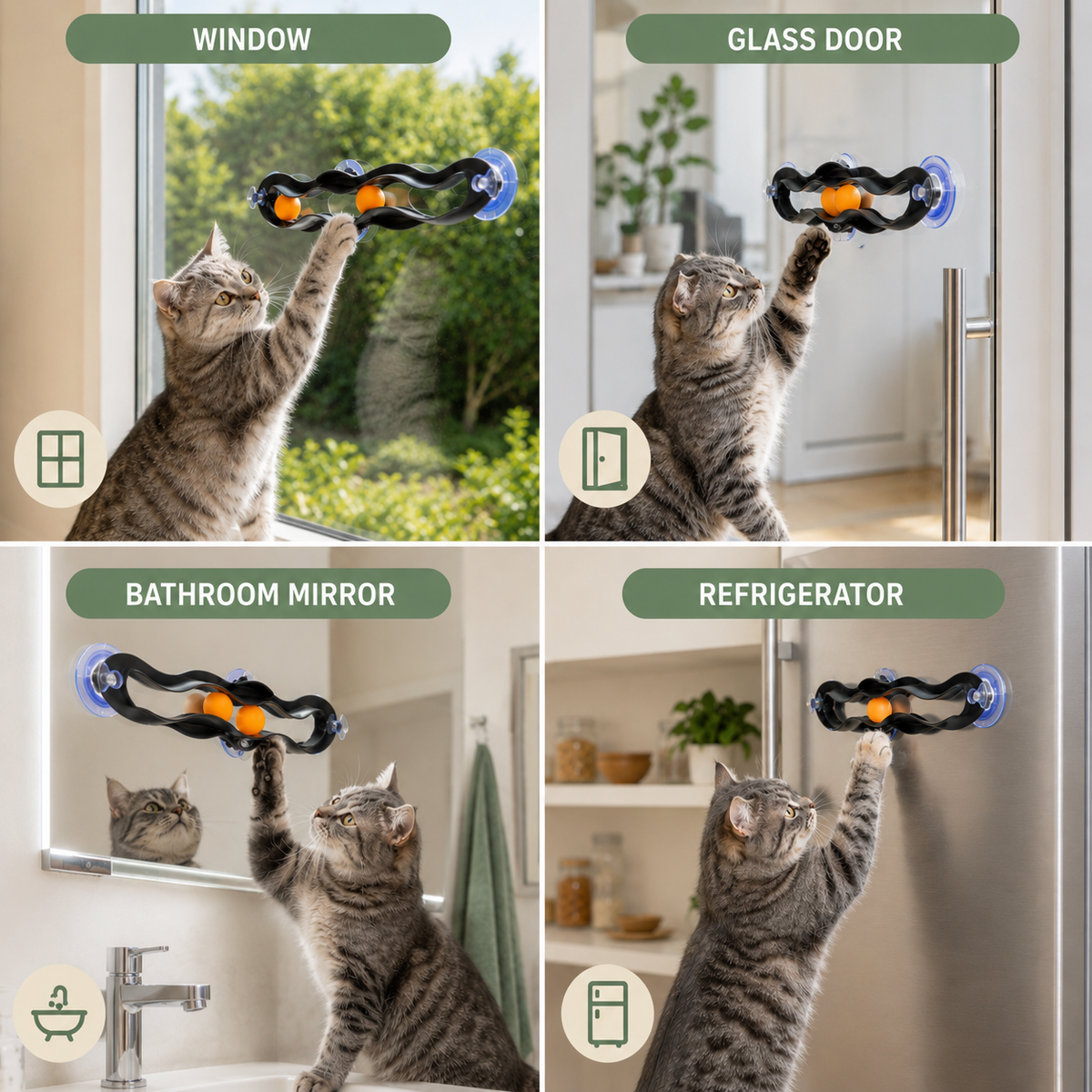 Interactive Suction Cup Cat Toy with Ball Track