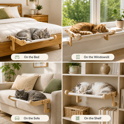 Elevated Wooden Cat Hammock Bed