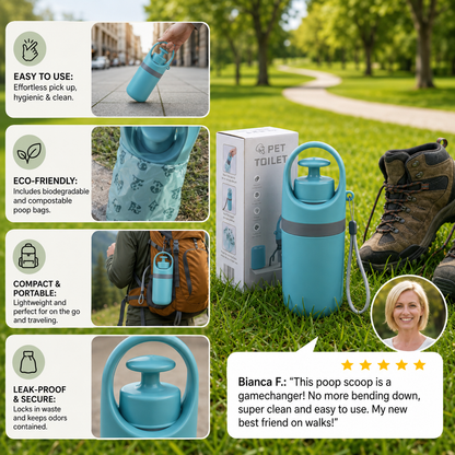 2-in-1 Portable Dog Poop Scooper with Bag Dispenser