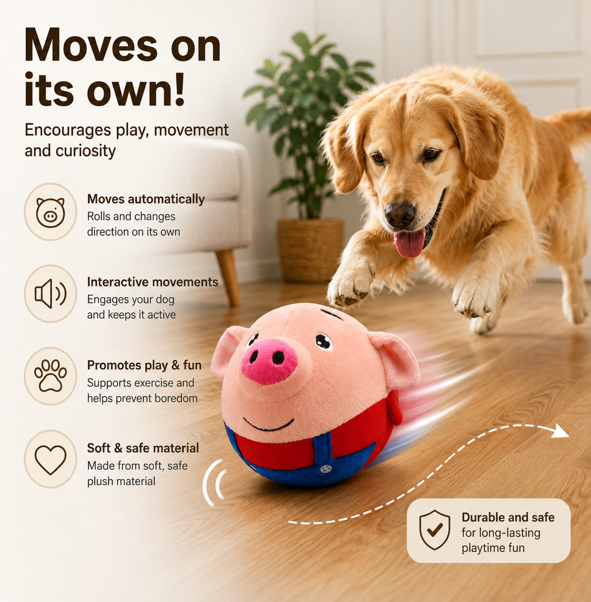 Interactive Automatic Bouncing Plush Toy for Dogs & Cats