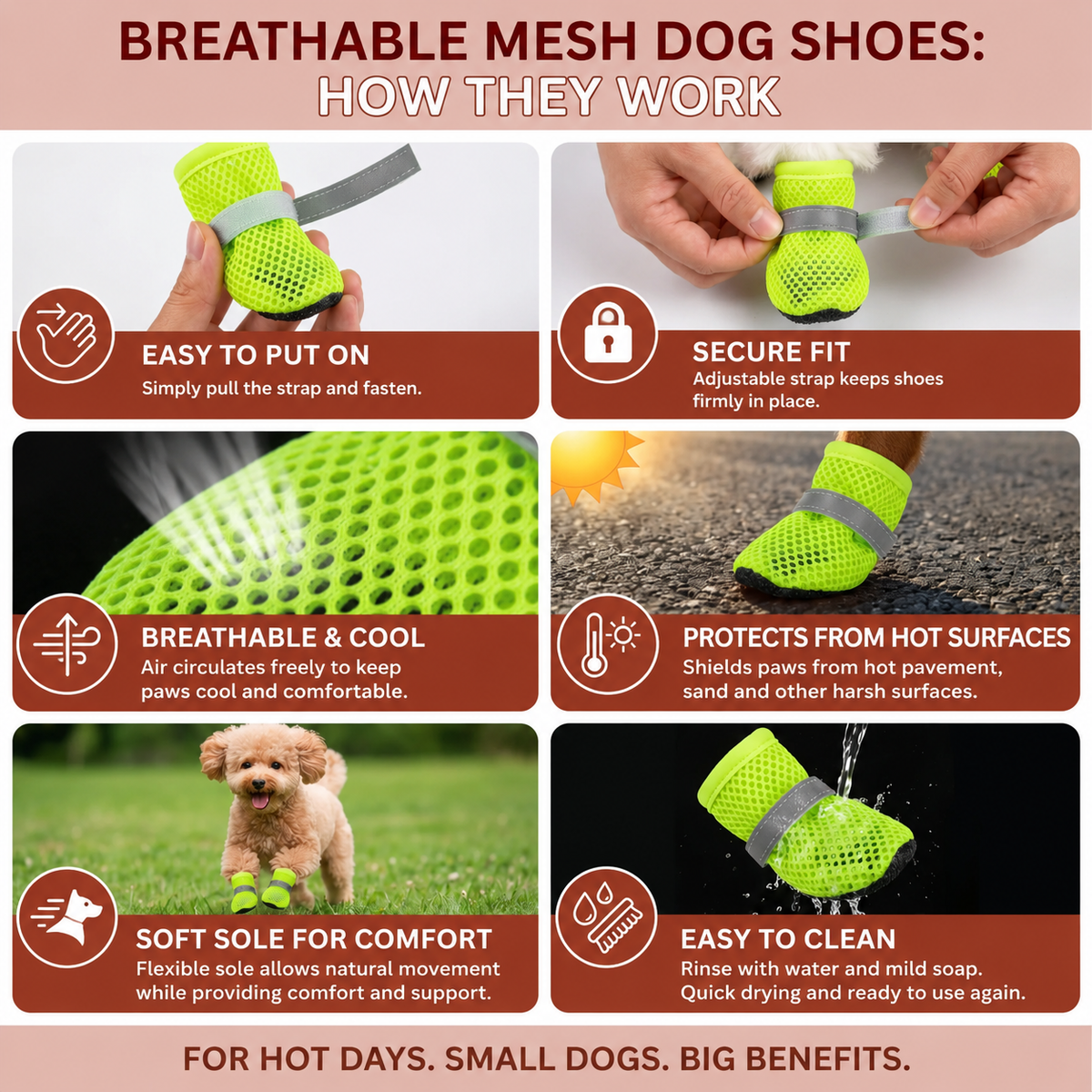 Breathable Non-Slip Dog Boots with Adjustable Straps – Set of 4