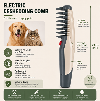 Electric Dematting & Detangling Comb for Dogs & Cats
