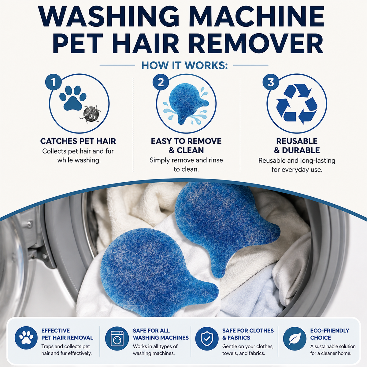 Reusable Pet Hair Catcher for Washing Machines