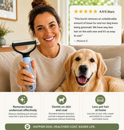 2-in-1 Double-Sided Dematting & Undercoat Rake for Dogs & Cats
