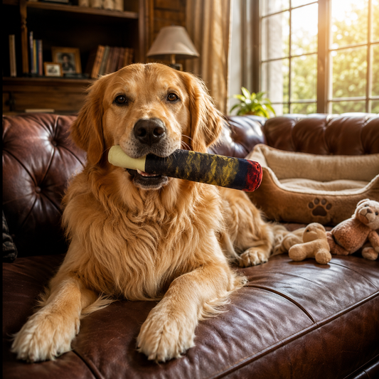Plush Cigar Dog Toy with Squeaker