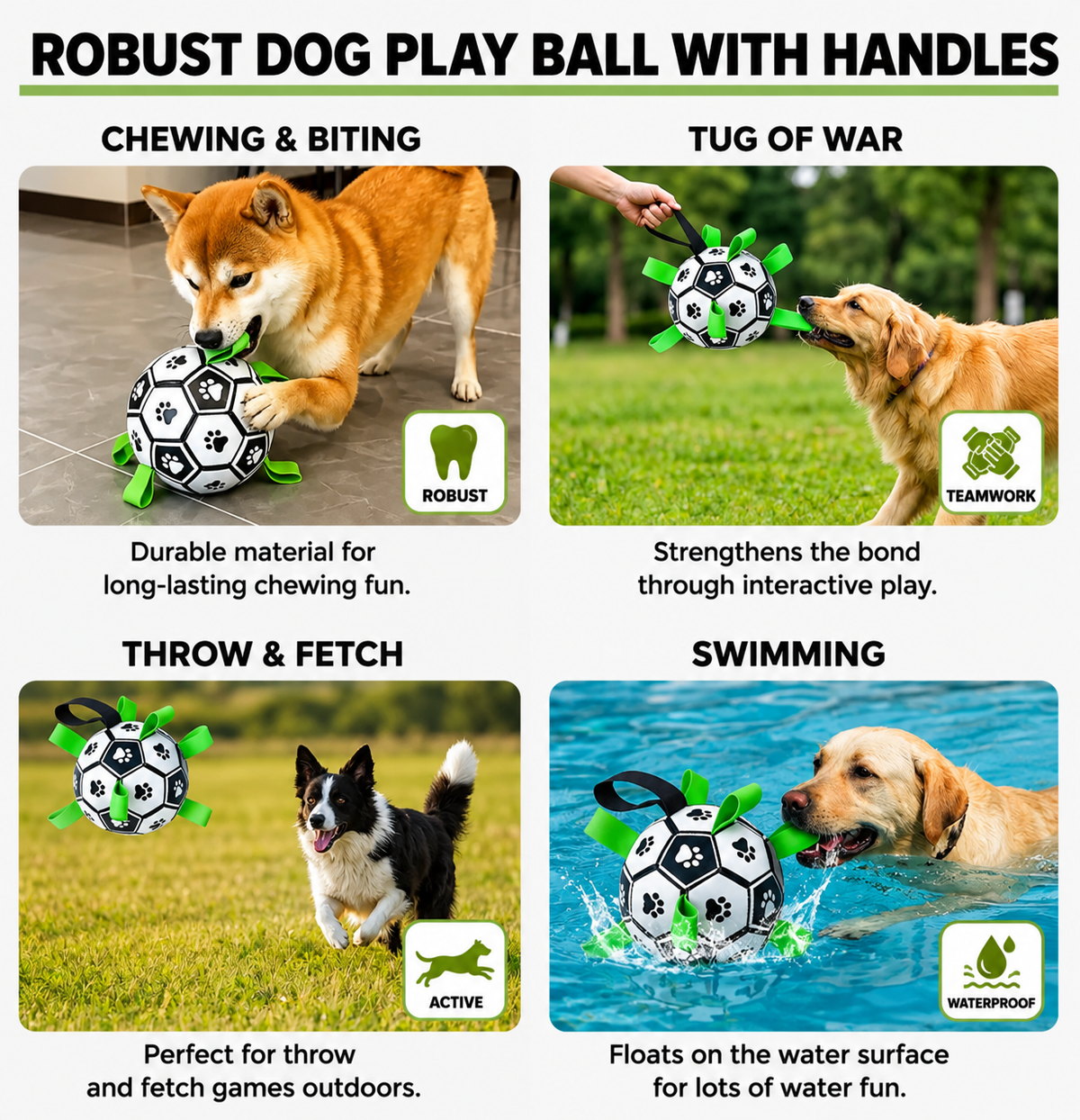 Interactive Floating Dog Football with Grab Tabs