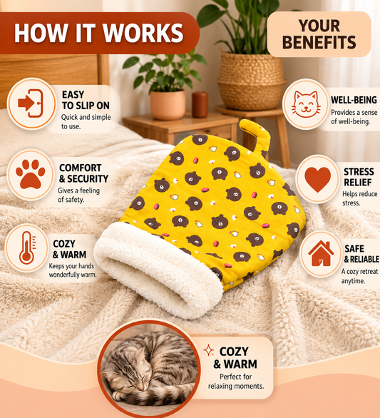 Fluffy Cat Sleeping Bag with Cosy Plush Cave Bed