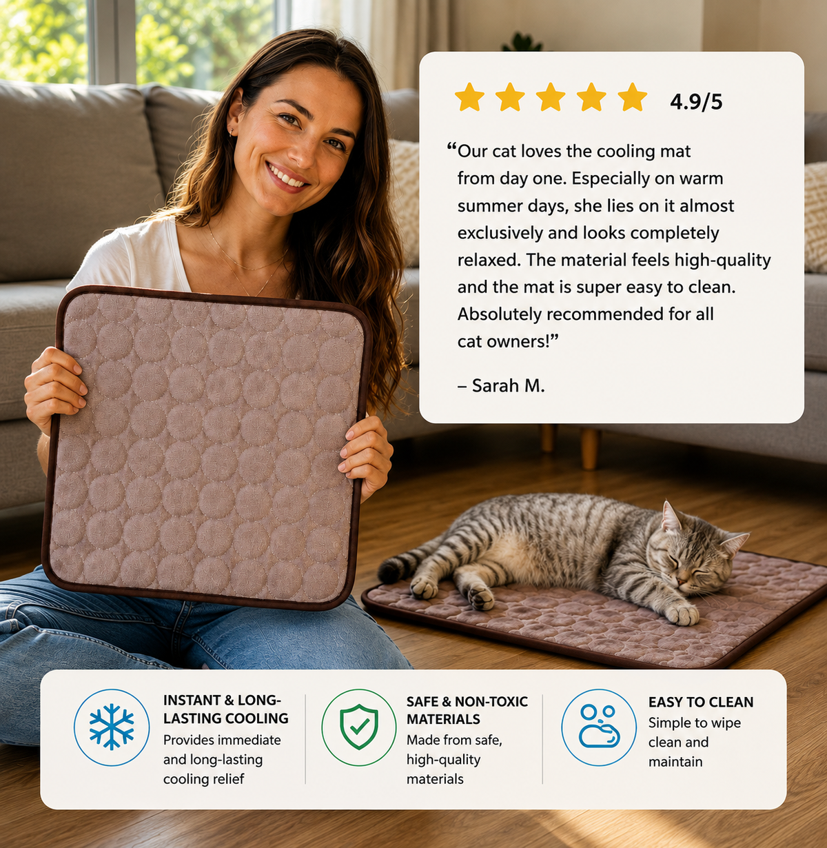 Breathable Summer Cooling Mat for Dogs & Cats