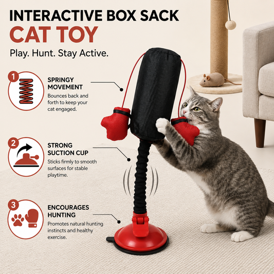 Interactive Suction Cup Punching Cat Toy with Spring-Back Action