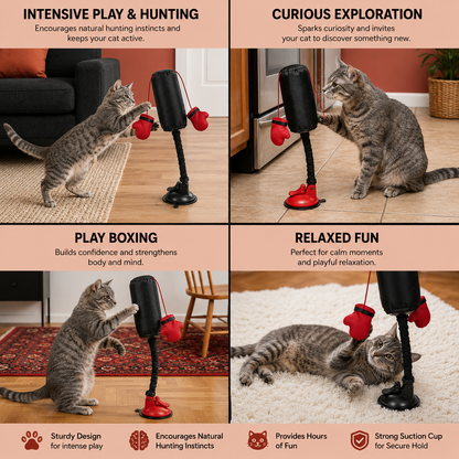 Interactive Suction Cup Punching Cat Toy with Spring-Back Action