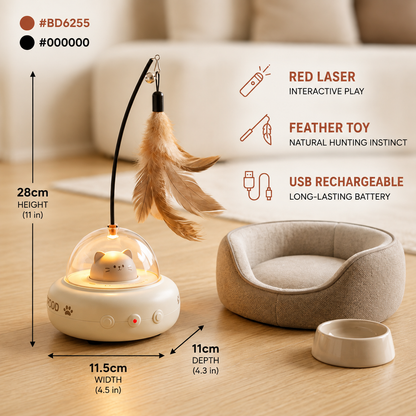 Automatic Interactive Feather Cat Teaser Toy with Bell