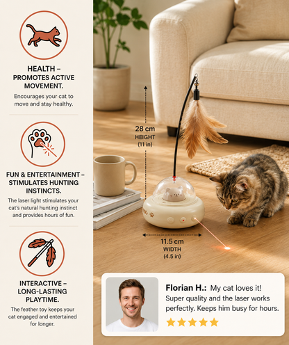 Automatic Interactive Feather Cat Teaser Toy with Bell