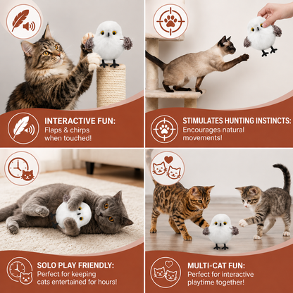 Interactive Flapping Bird Cat Toy with Chirping Sound