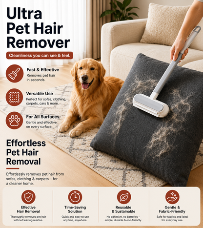 3-in-1 Reusable Pet Hair Remover for Sofas, Carpets & Cars